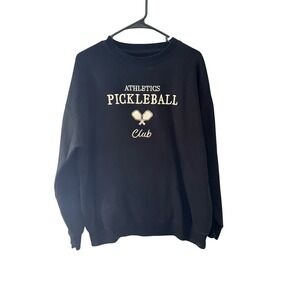 Reflex Womens Athletics Pickleball Club Graphic Crewneck Sweatshirt Black Large
